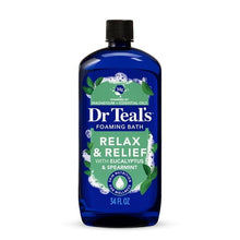 Dr Teal's Relax & Relief foaming bath bottle, blue with black cap