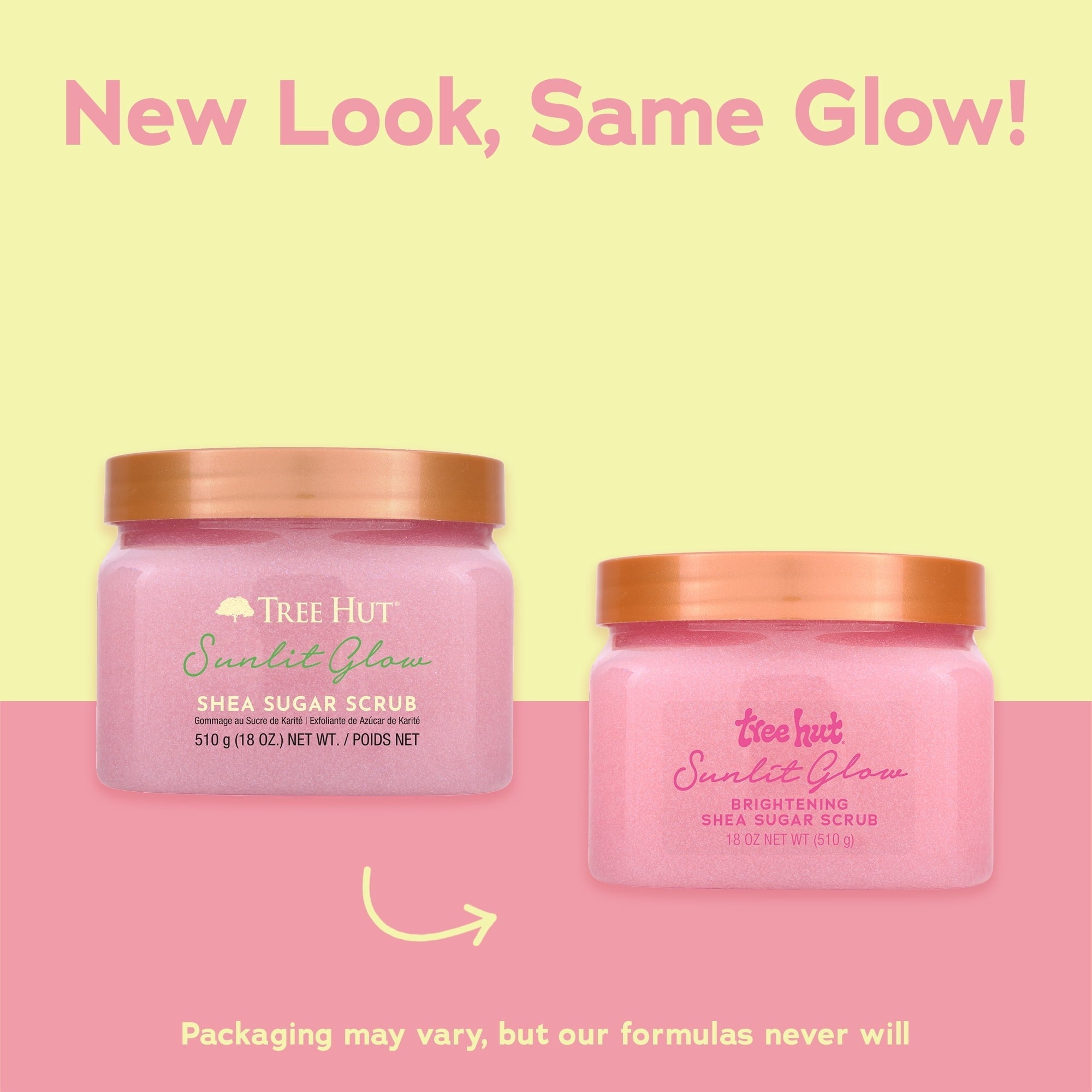 Tree Hut Sunlit Glow Shea Butter Sugar Body Scrub, 18 oz (3 PACK )