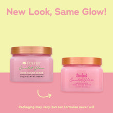 Tree Hut Sunlit Glow shea sugar scrub jars, pink tubs with orange caps (2-pack)