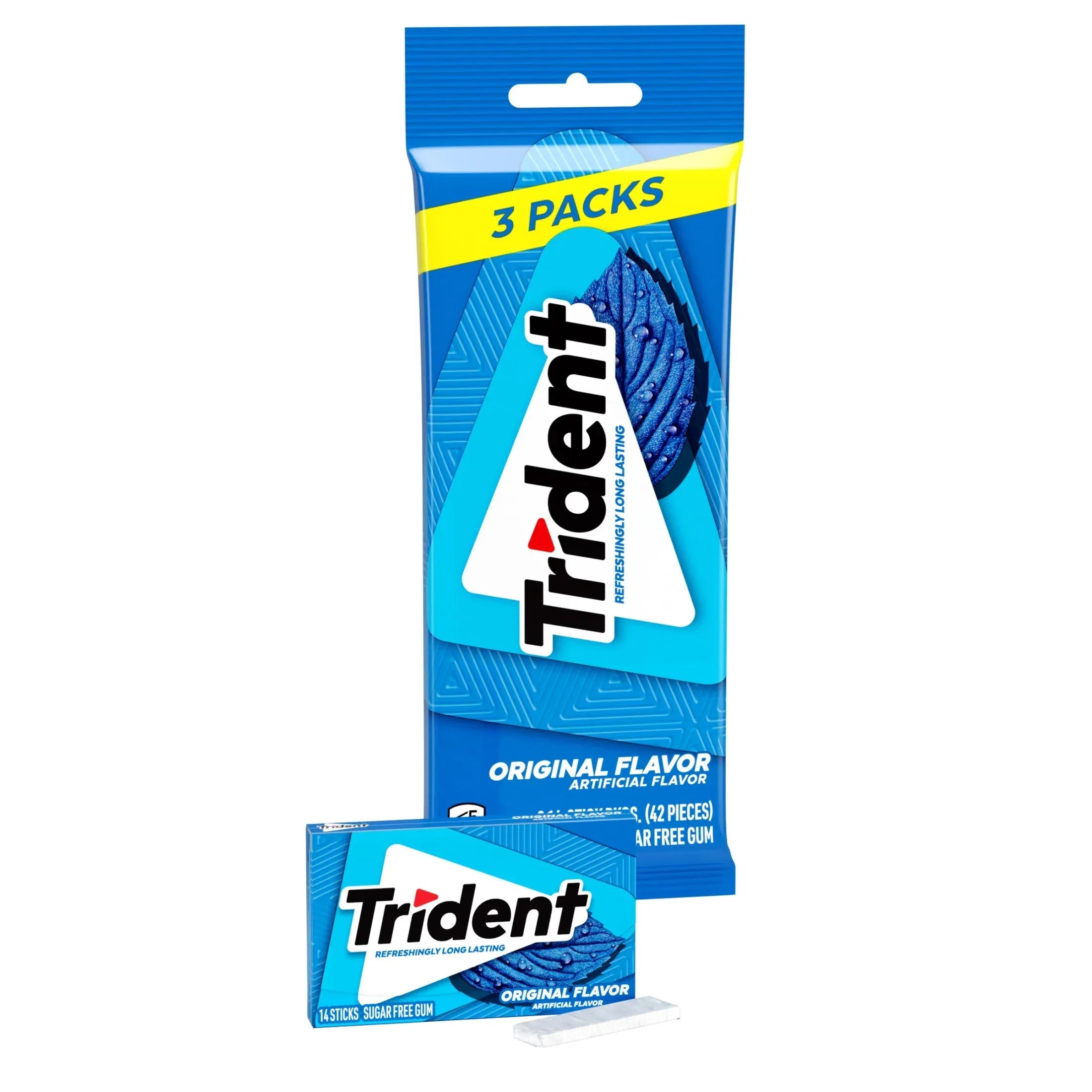 Trident Sugar Free Gum, Bubblegum, Regular Size, 14 Pieces