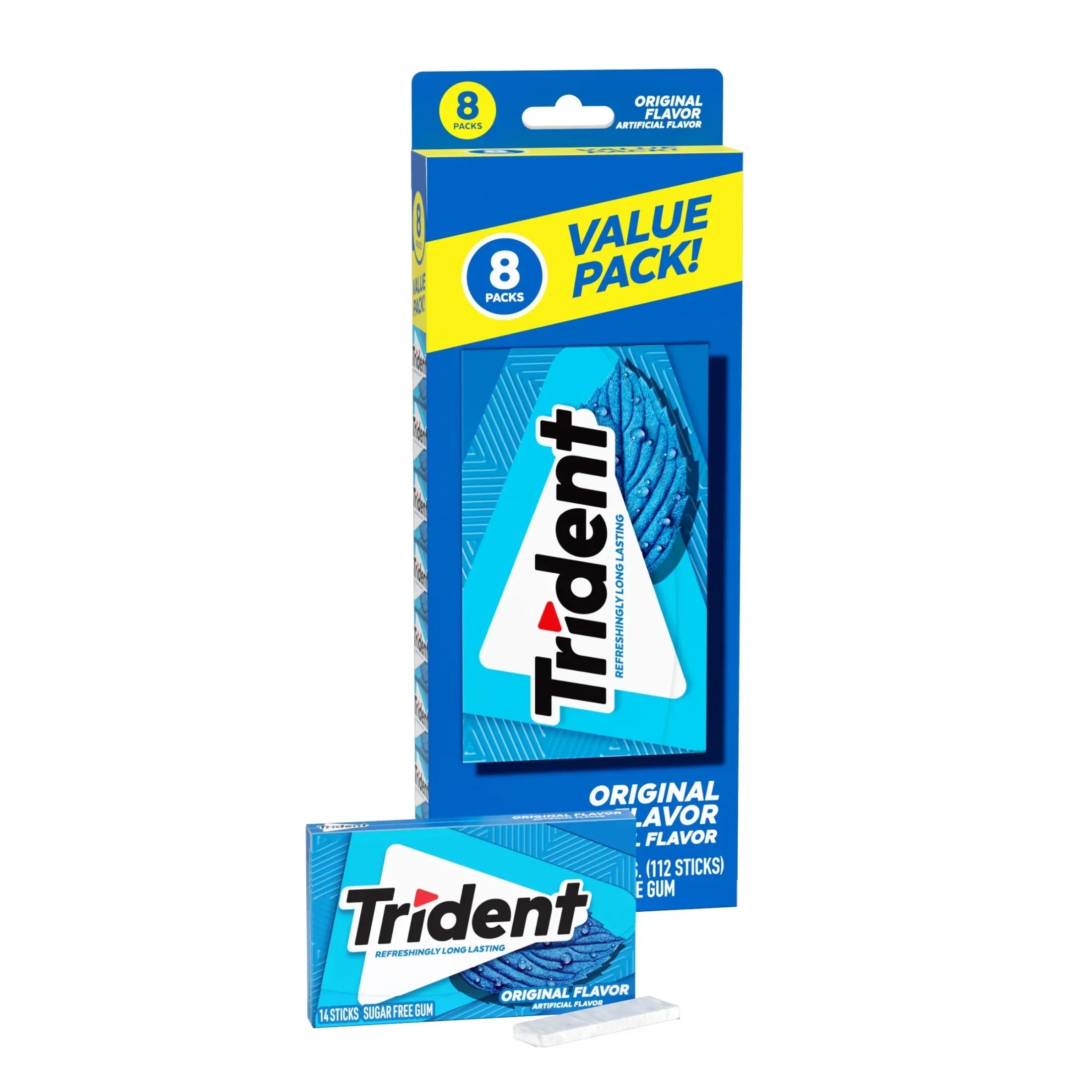 Trident Sugar Free Gum, Bubblegum, Regular Size, 14 Pieces