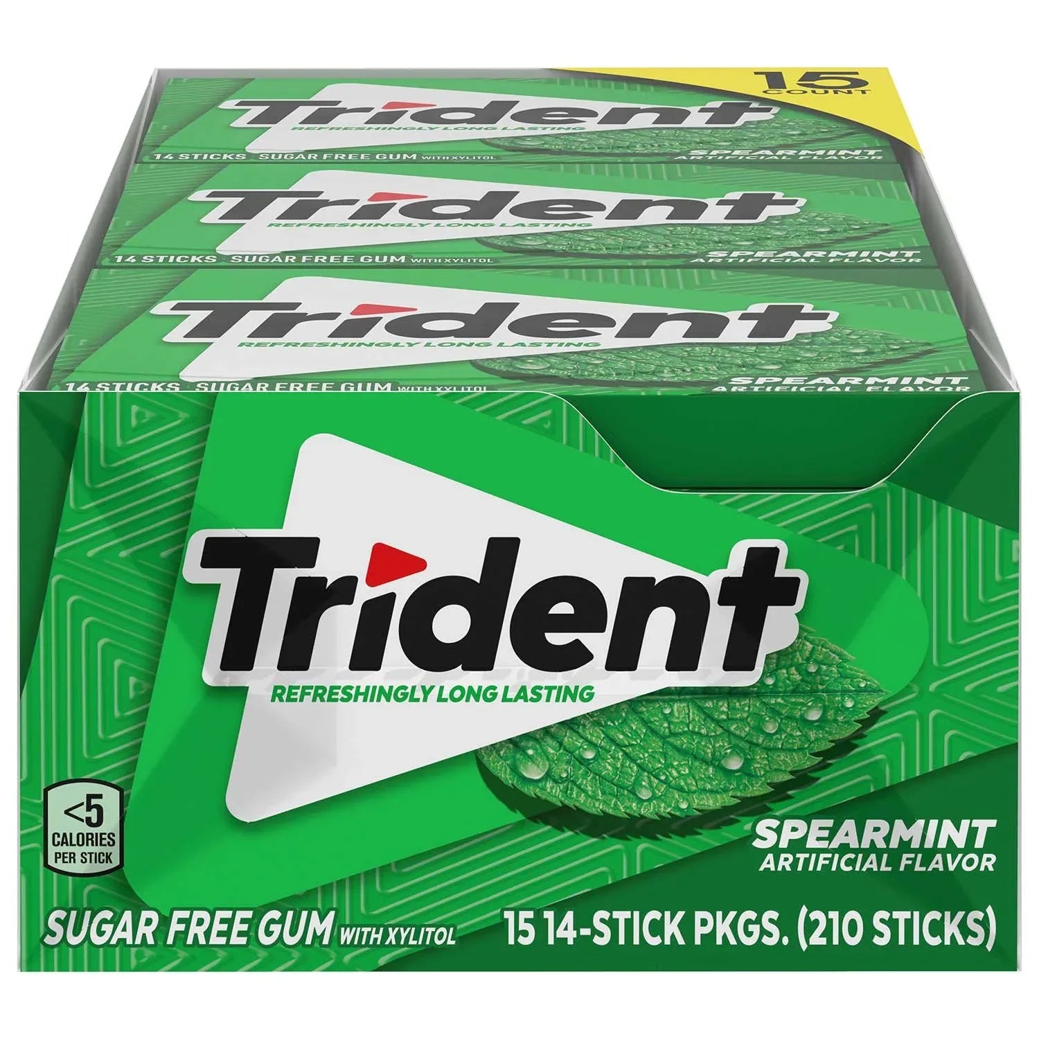 Trident Spearmint Sugar Free Gum, 14 pcs., 15 pk. - USA MEGA SHOP