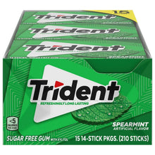 Sugar-free spearmint gum box with Trident logo, 14-stick pack.