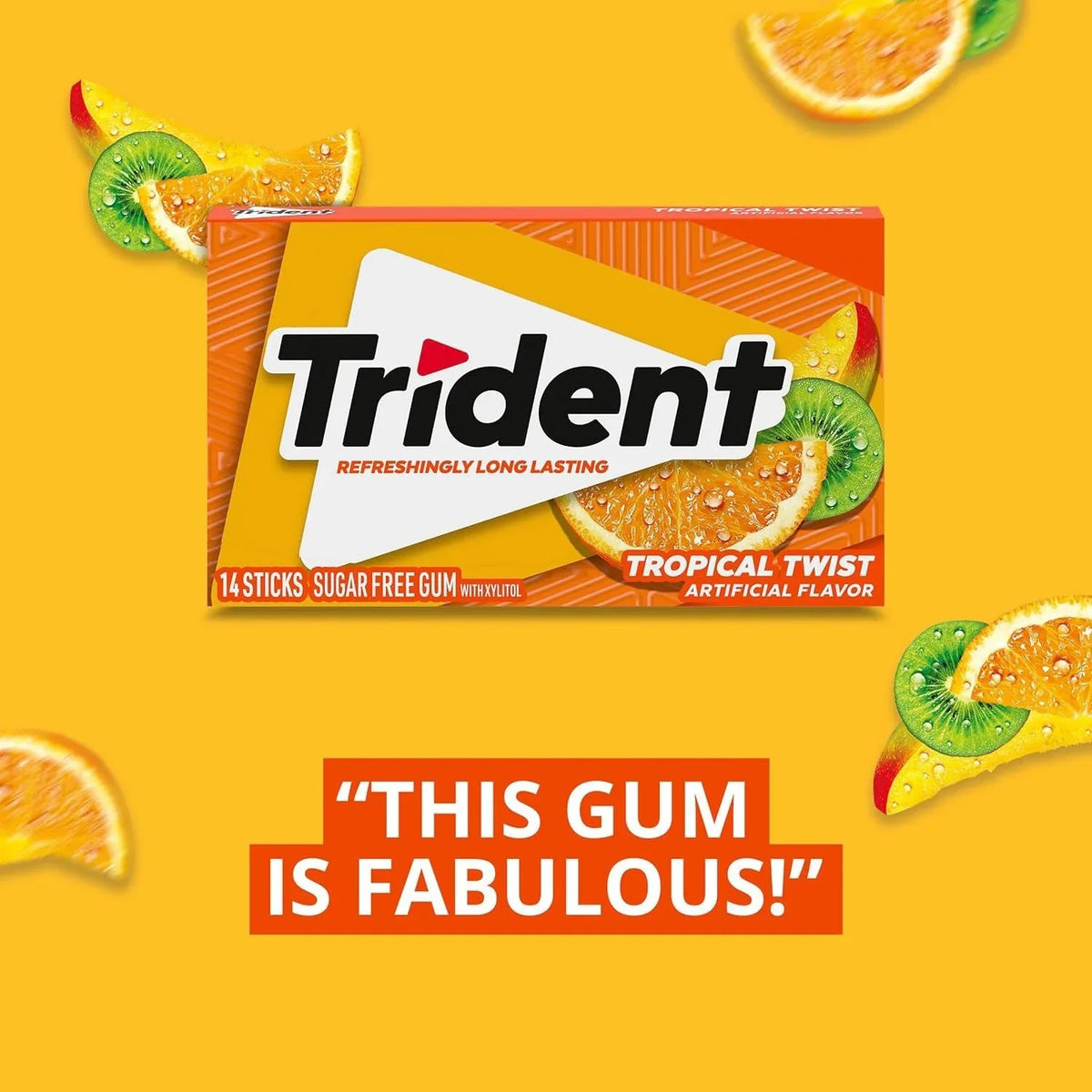 Trident Tropical Twist Sugar Free Gum, 14 pcs., 15 pk. - USA MEGA SHOP