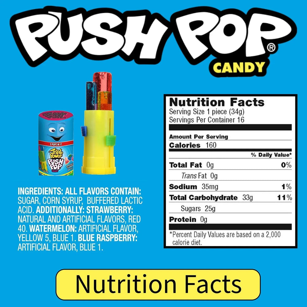 Triple Power Push Pop Candy, 16 ct. - USA MEGA SHOP