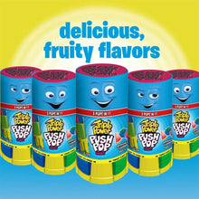 Push Pop candy assortment, blue tubes with yellow bases and fruity flavors