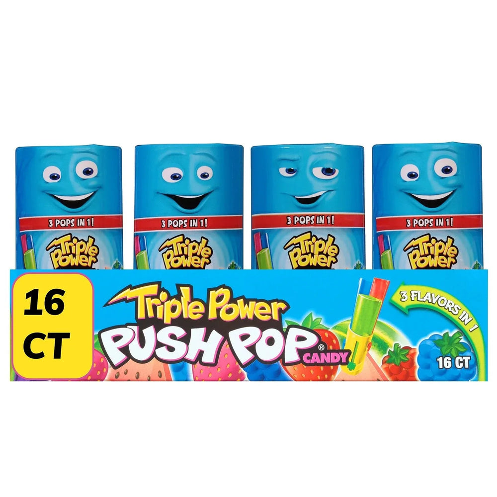 Triple Power Push Pop Candy, 16 ct. - USA MEGA SHOP