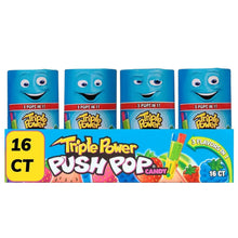 Triple Power Push Pop candy carton, 16 ct, with fruit character faces