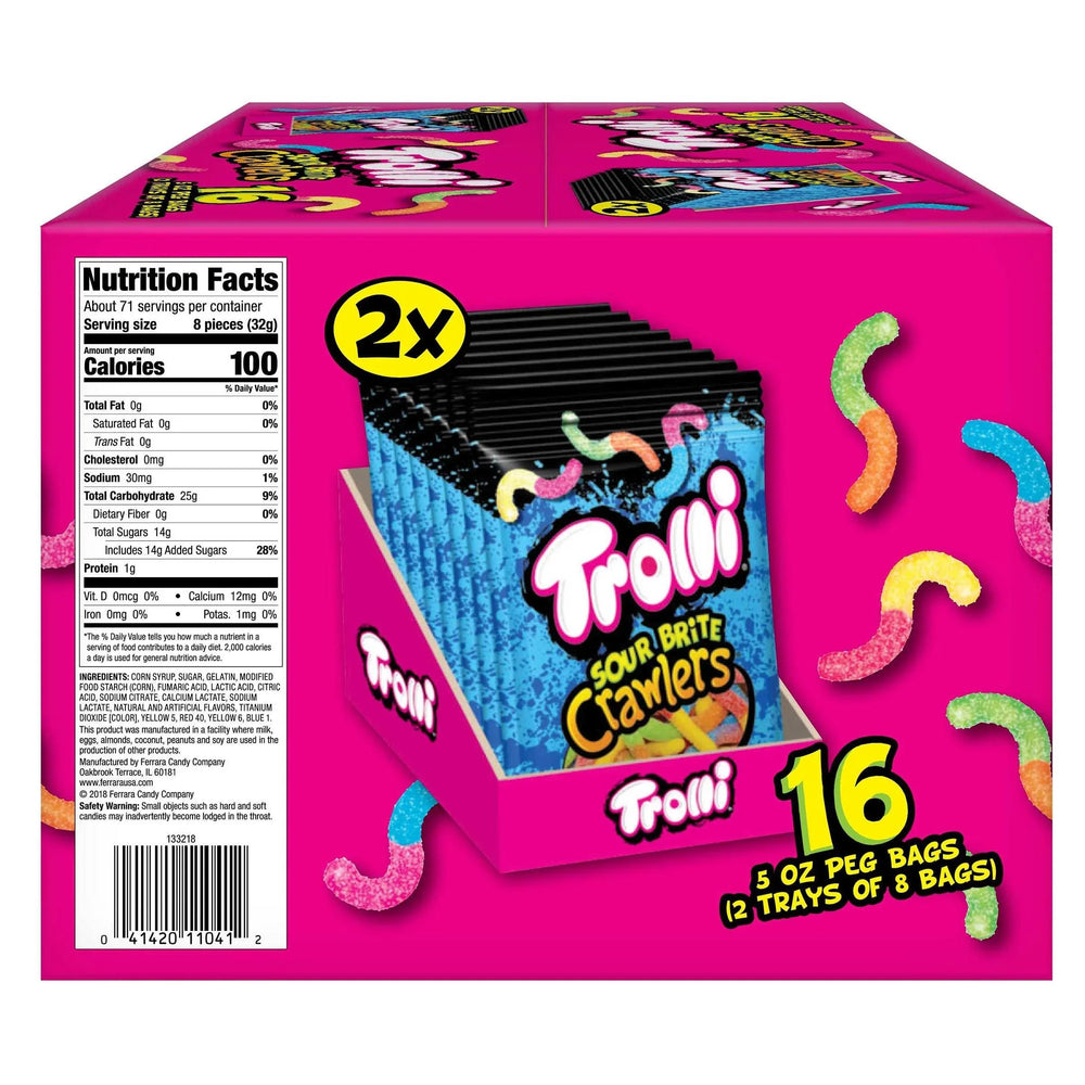 Trolli Sour Brite Crawlers Candy, 5 oz, 16-count - USA MEGA SHOP