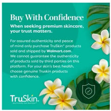 TruSkin product authenticity message poster with flowers and shield icon