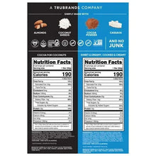 Nutrition facts panels on plant based protein bar variety pack, blue and black