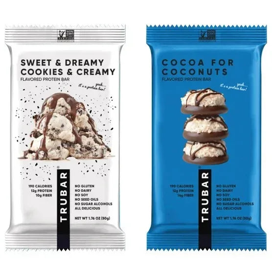 Trubar Plant Based Protein Bar, Variety Pack, 1.76 oz, 16-count