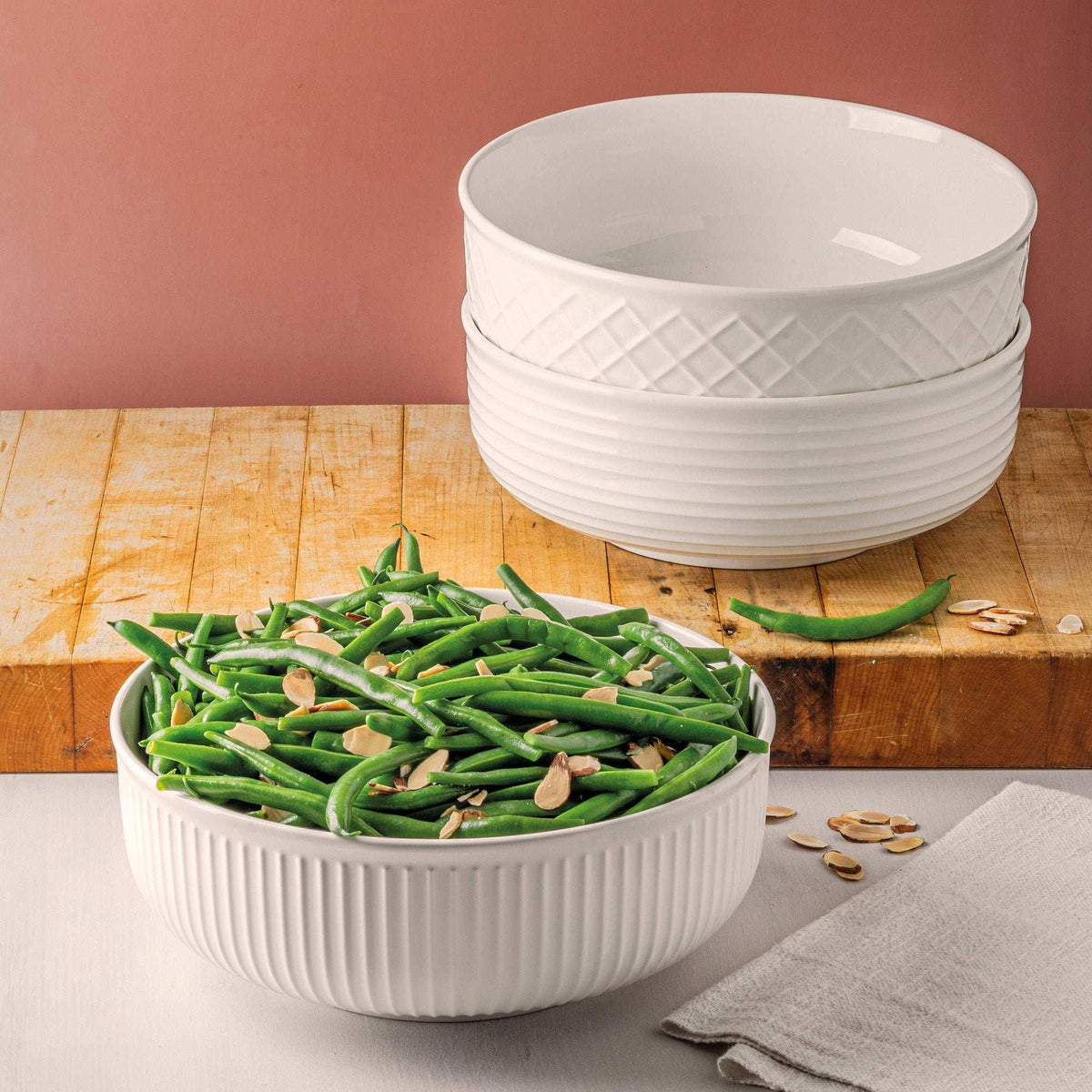 Trudeau Porcelain Serving Bowl Set, 3-piece - USA MEGA SHOP