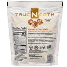 True North almond pecan crunch snack bag back label with nutrition and ingredients