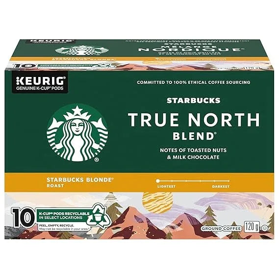True North Blend Blonde Roast Coffee, K-cup Pods, 10 count, 120g/4 oz. Box (Imported from Canada)