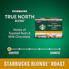 Starbucks True North blend box front with Blonde Roast and roast darkness scale