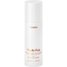 Shave cream bottle with Vanilla Baby label