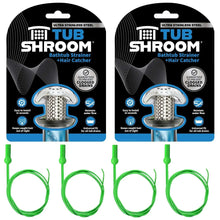 TubShroom bath tub drain strainer and hair catcher bundle with green cords