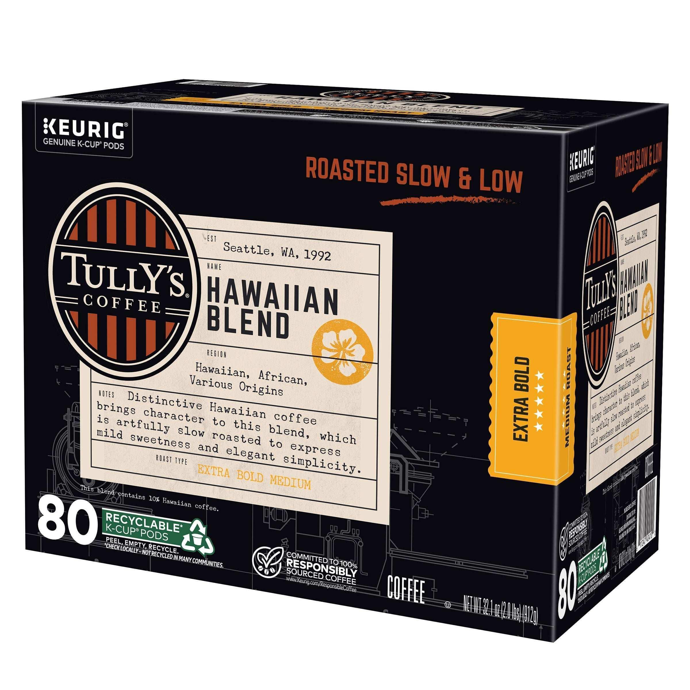 Tully's Coffee Hawaiian Blend K-Cups Pods, 80-count
