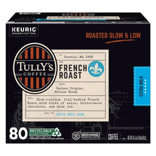 80-count French roast coffee K-Cup pods box, extra bold dark label