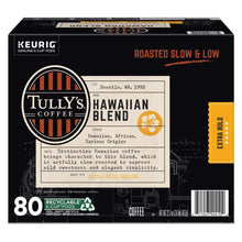 Tully's Hawaiian Blend coffee K-Cup pod box, 80 count, medium roast