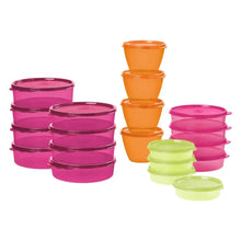 40-piece meal prep container set with stackable lids in purple, orange, pink, and green
