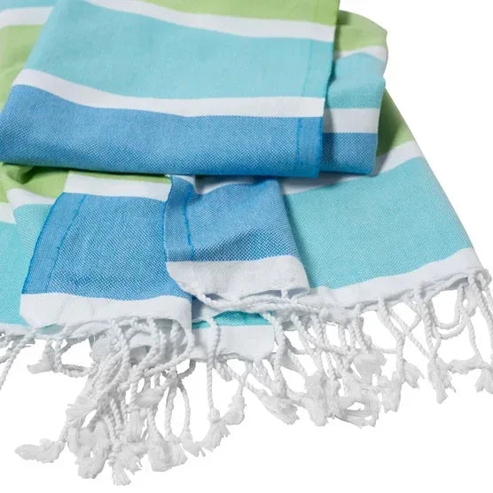 Turkish Towel Company Caribbean Summer Stripe Peshtemal Towel, 2-piece