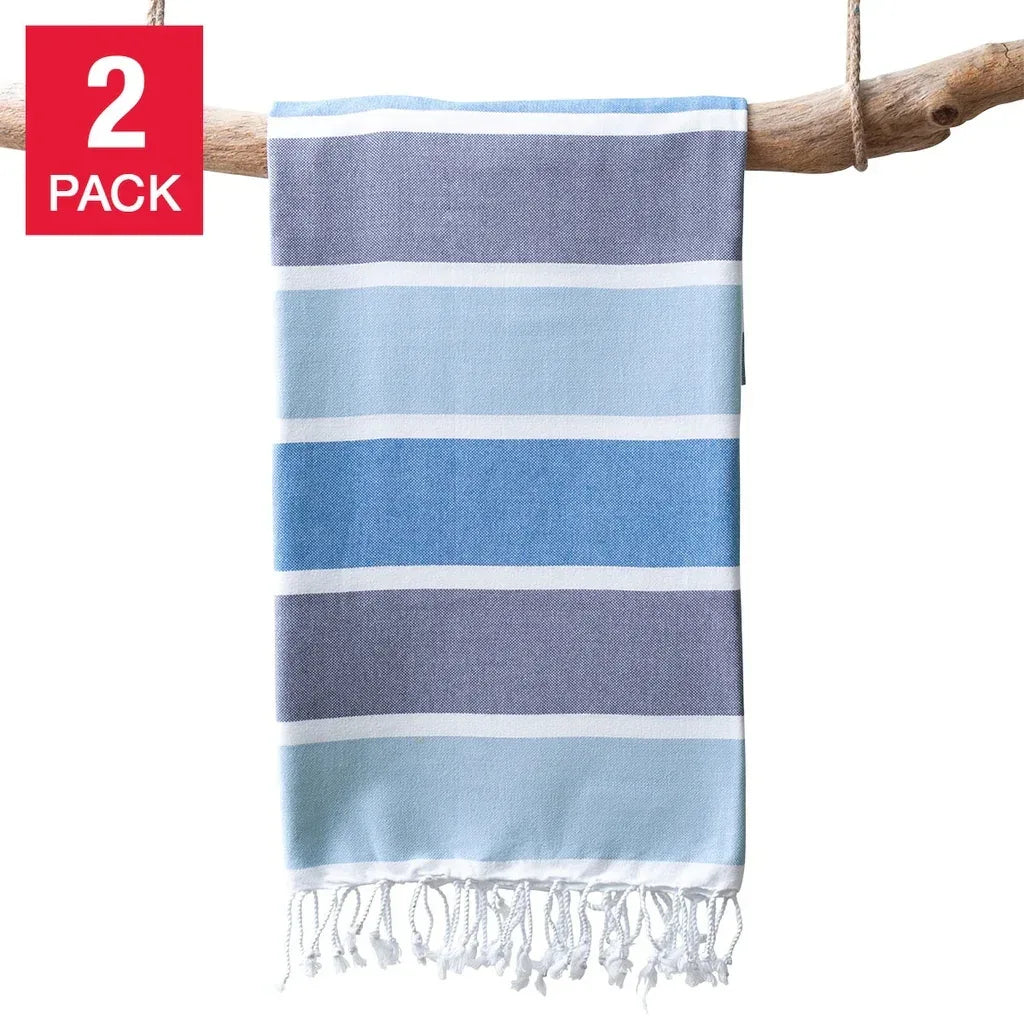 Turkish Towel Company Caribbean Summer Stripe Peshtemal Towel, 2-piece