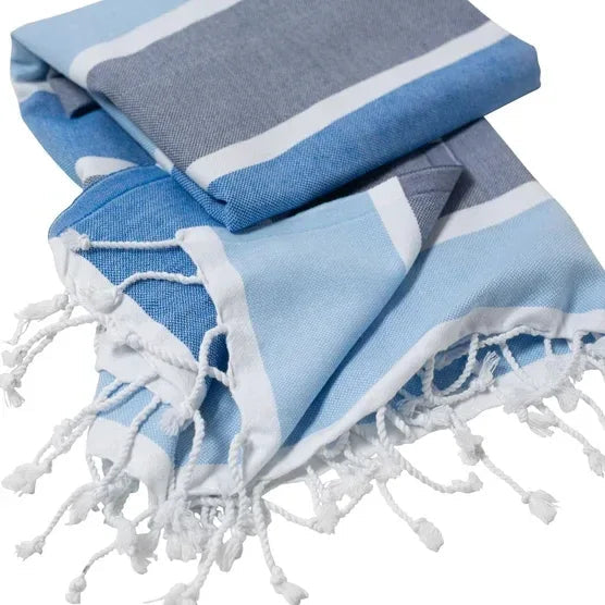 Turkish Towel Company Caribbean Summer Stripe Peshtemal Towel, 2-piece