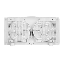 Pelonis twin window fan rear view with twin fan grilles and mounting clips