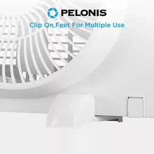 Pelonis twin window fan with clip-on feet for attaching to a window frame