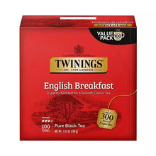 Twinings English Breakfast black tea box, red packaging with Value Pack 100