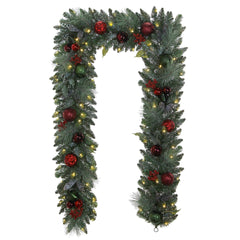 9' Pre-lit LED with Twinkle Artificial Decorated Garland, Red - USA MEGA SHOP