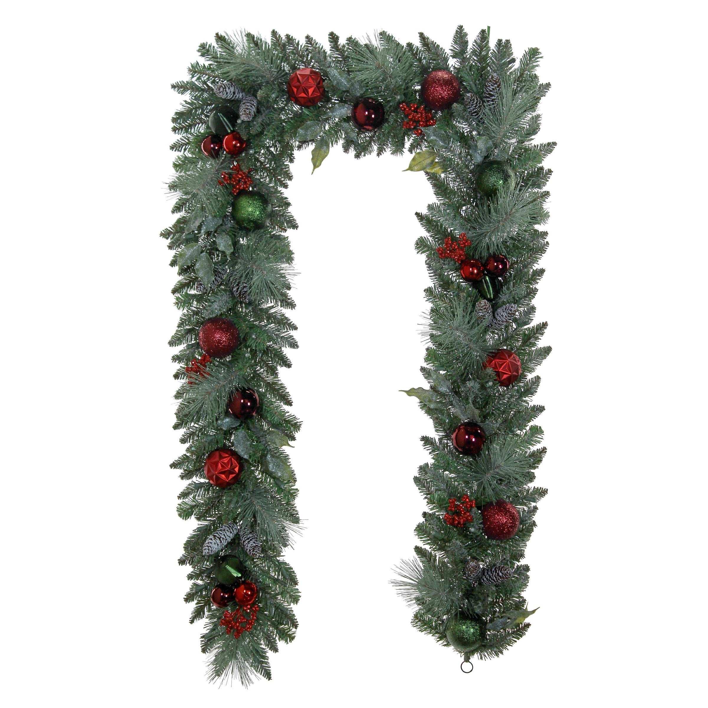 9' Pre-lit LED with Twinkle Artificial Decorated Garland, Red - USA MEGA SHOP