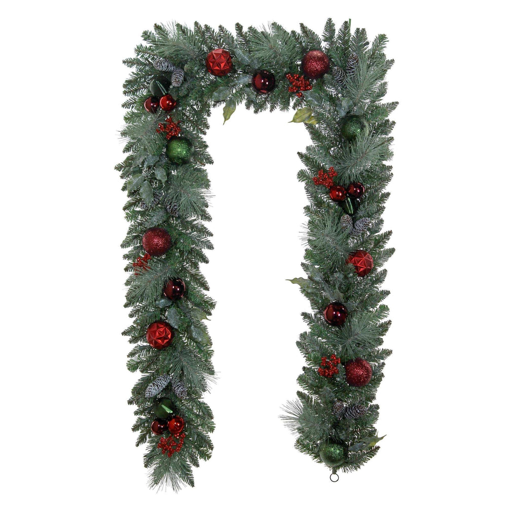 9' Pre-lit LED with Twinkle Artificial Decorated Garland, Red - USA MEGA SHOP