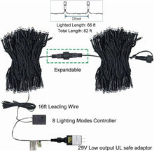Expandable Christmas light string with controller and 16 ft lead wire