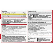 Tylenol Sinus Severe caplets drug facts panel with active ingredients and uses
