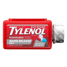 Tylenol Rapid Release Gels acetaminophen 500 mg box with gel tablets and packet