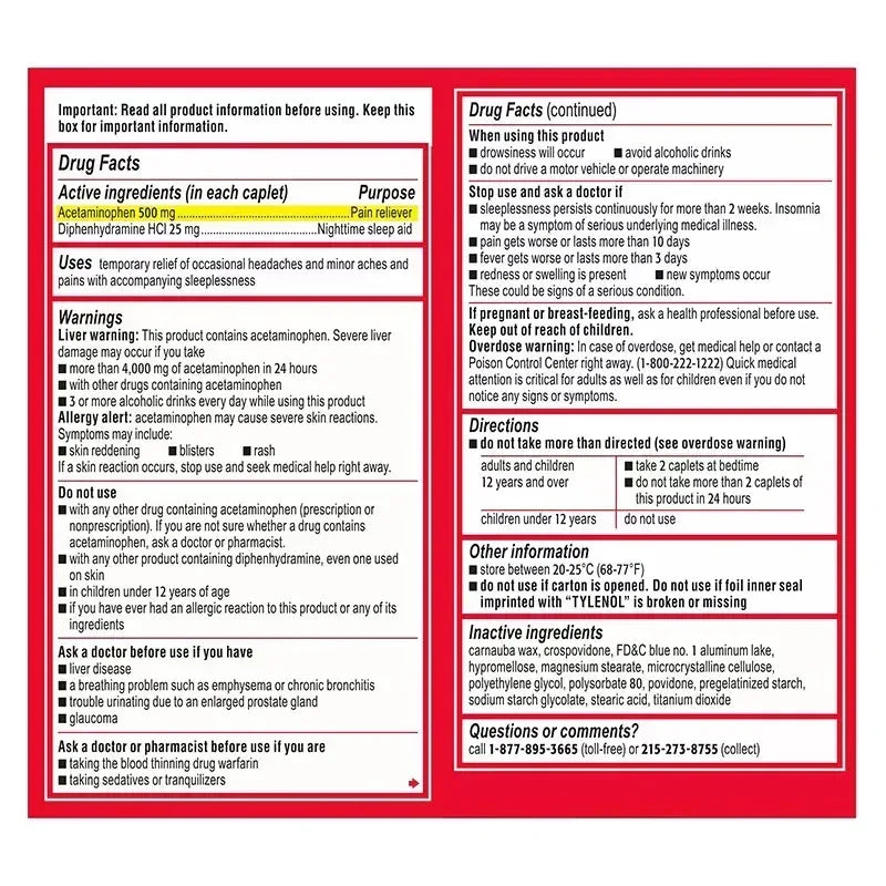 Tylenol PM Extra Strength Pain Reliever & Sleep Aid Caplets, 225 Count