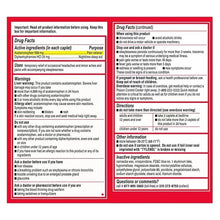 Tylenol PM caplet box back panel with Drug Facts and warnings