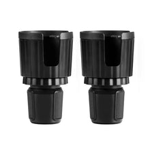 Car cup holder expander 2-pack, black double holders with textured grips and flip inserts