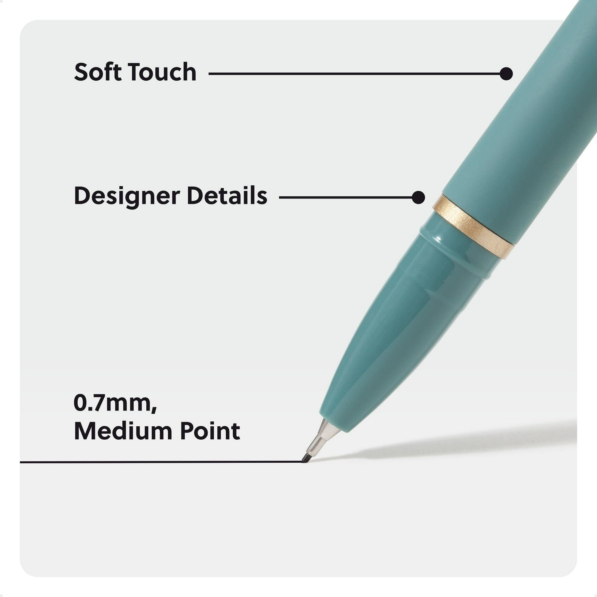 U Brands Catalina Felt Tip Pens, 3 Count, Soft Touch, Medium (0.7 mm) Point, Black Ink