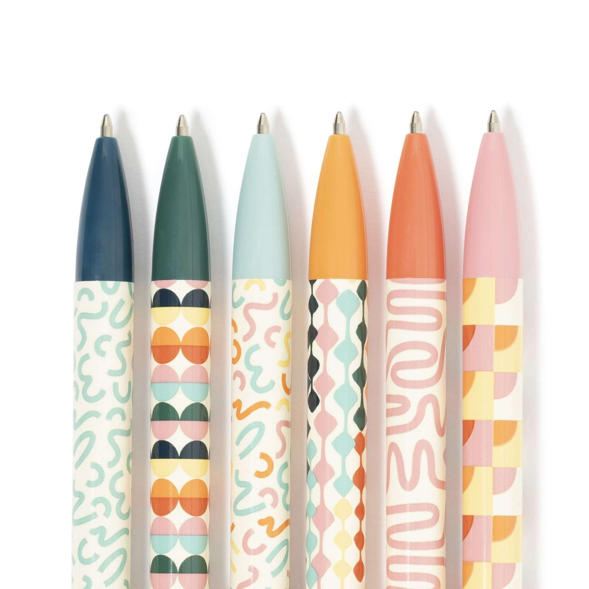 U Brands Laguna Ballpoint Pens, 6 Count, Colorful Cubist, Bold (1.0mm) Point, Black Ink