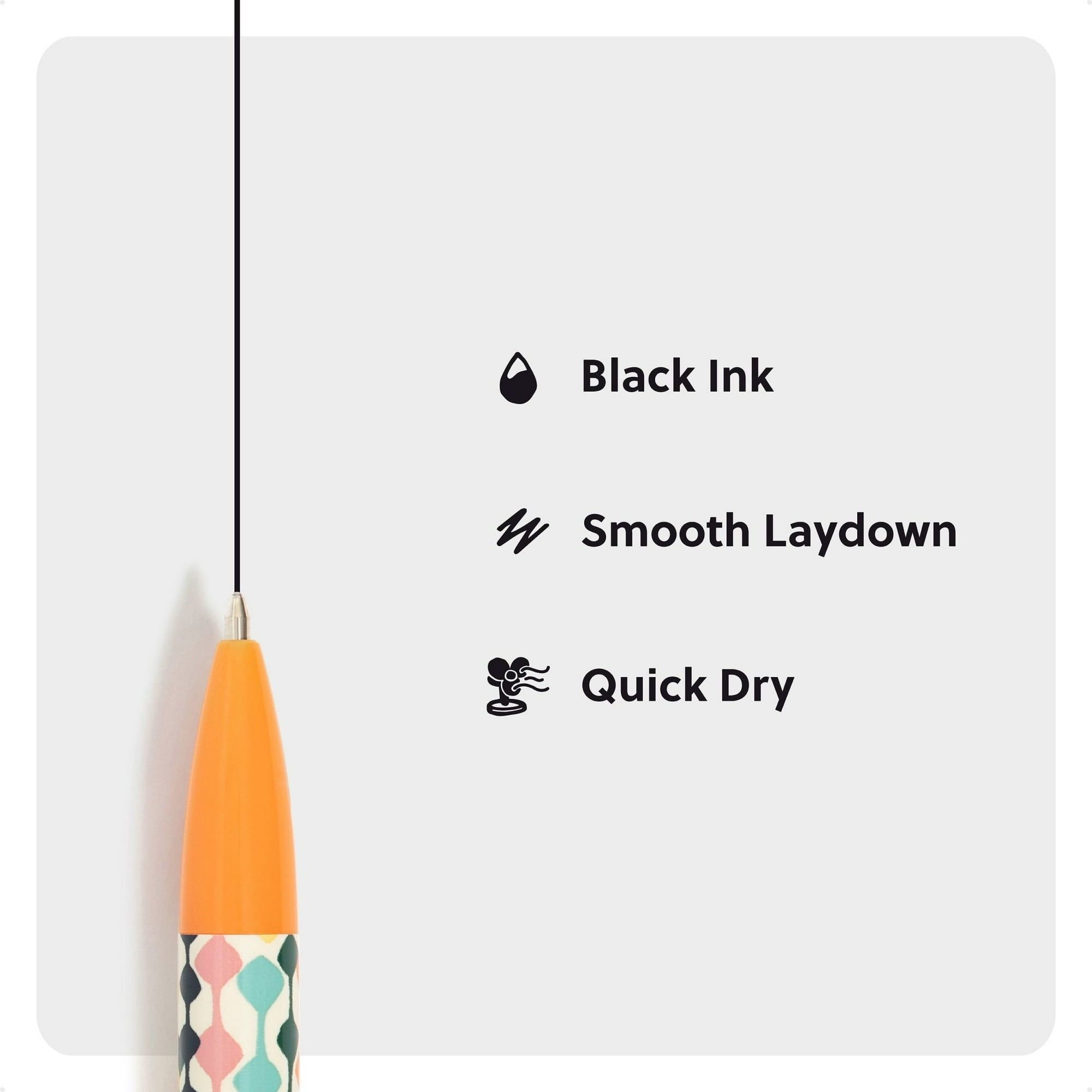 U Brands Laguna Ballpoint Pens, 6 Count, Colorful Cubist, Bold (1.0mm) Point, Black Ink