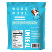 UNREAL dark chocolate coconut minis bag back with nutrition facts panel