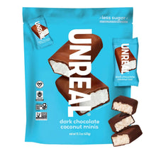 UNREAL dark chocolate coconut minis bag with mini candy pieces and bar