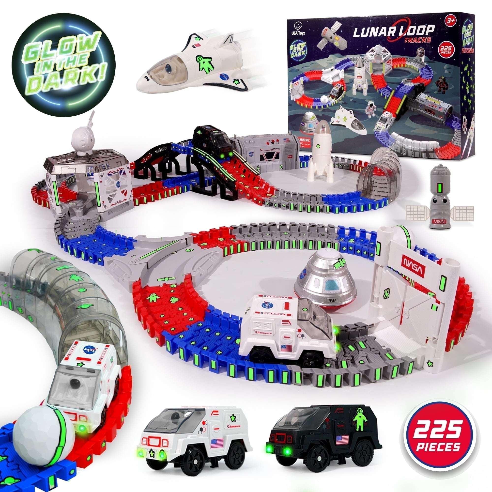 USA Toyz Dinosaur Dash Track 6 Dinosaurs LED Dino Car STEM Set Toy 225 Piece Tracks for Kids Ages 3+ - USA MEGA SHOP