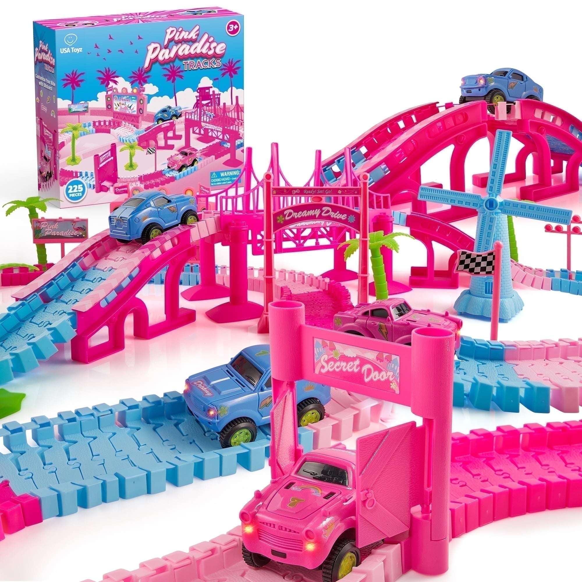 USA Toyz Dinosaur Dash Track 6 Dinosaurs LED Dino Car STEM Set Toy 225 Piece Tracks for Kids Ages 3+ - USA MEGA SHOP