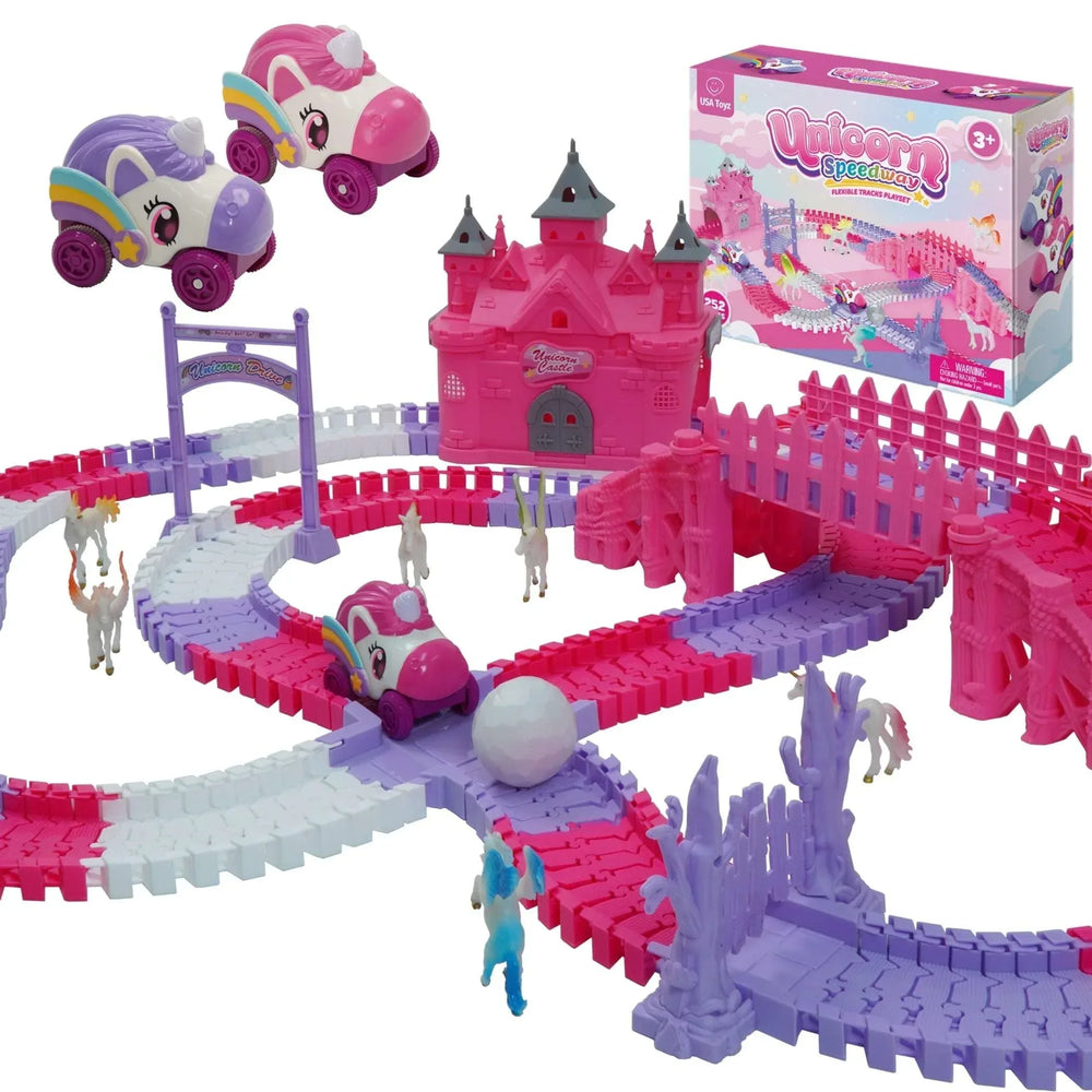 USA Toyz Dinosaur Dash Track 6 Dinosaurs LED Dino Car STEM Set Toy 225 Piece Tracks for Kids Ages 3+ - USA MEGA SHOP