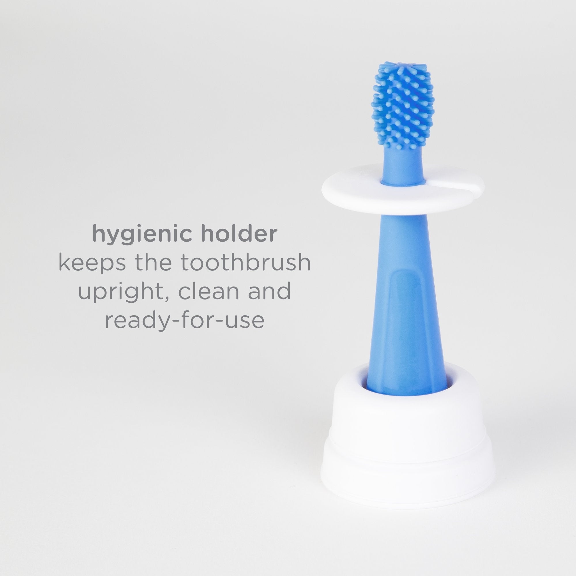 Ubbi 3 pcs Toothbrush Training Set for Babies and Toddlers, Includes Silicone Finger Brush, 360° and Soft Bristled Toothbrush, Polaris Blue